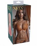 Xkin lingerie packaging with a model wearing a bra and panties on a white background
