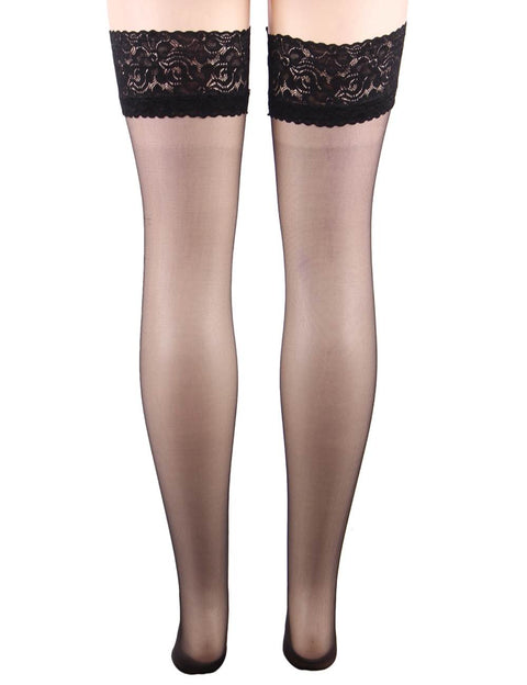 Oh Yeah Stocking Blk ThighHi Flwr 3478-1