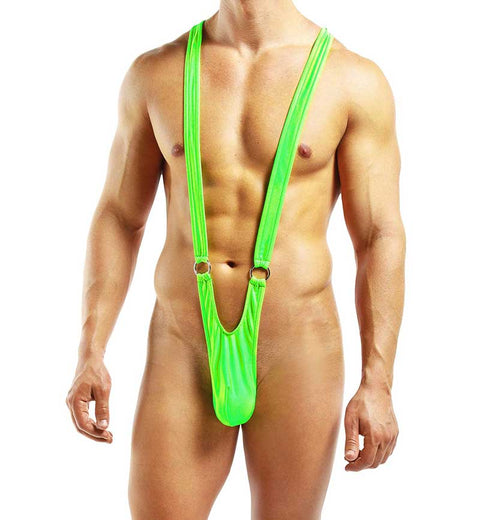 Male Power Nylon Spandex Front Ring Sling Bodysuit Lime PAK812 L/XL