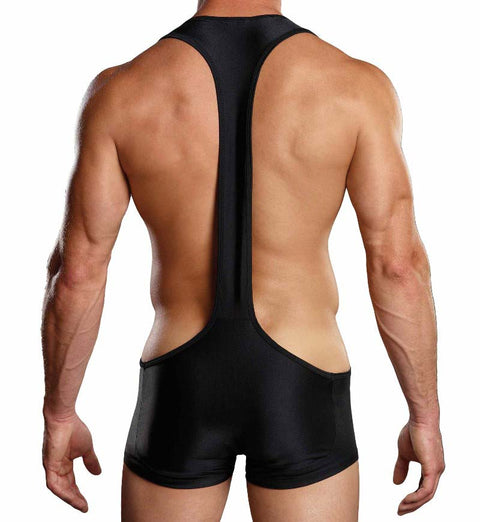 Male Power Nylon Spandex Sling Short Bodysuit S/M Black PAK846