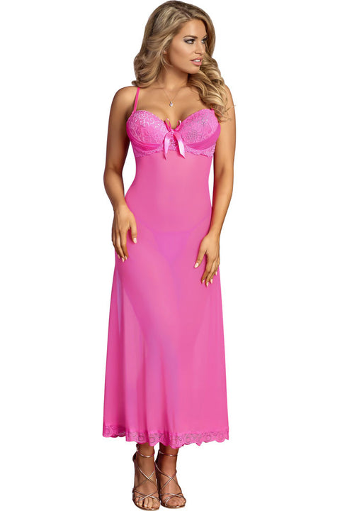 Exposed Pretty in Pink Long Gown and G-Set L/XL M125