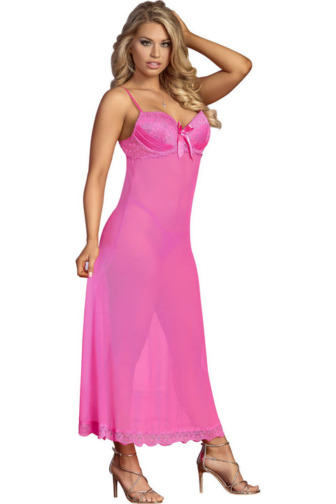 Exposed Pretty in Pink Long Gown and G-Set S/M M125