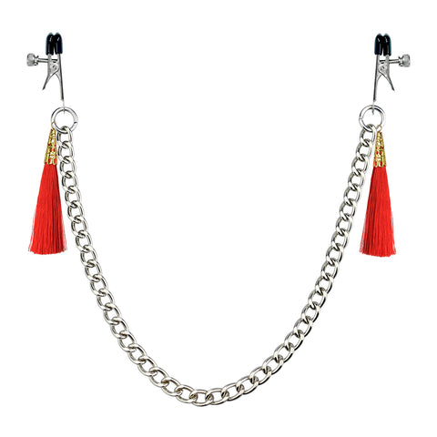 Love Toy Tassel Nipple Chain Clamps Red