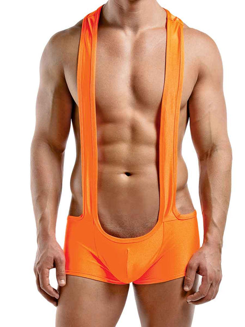 Male Power Nylon Spandex Sling Short Bodysuit L/XL Orange PAK846