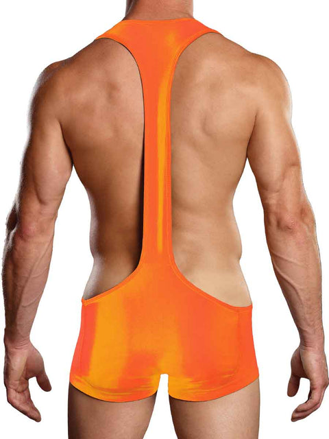 Male Power Nylon Spandex Sling Short Bodysuit S/M Orange PAK846