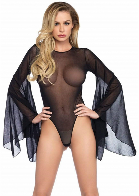 Leg Ave Mesh Bell Sleeve Bodysuit S/M - 89206