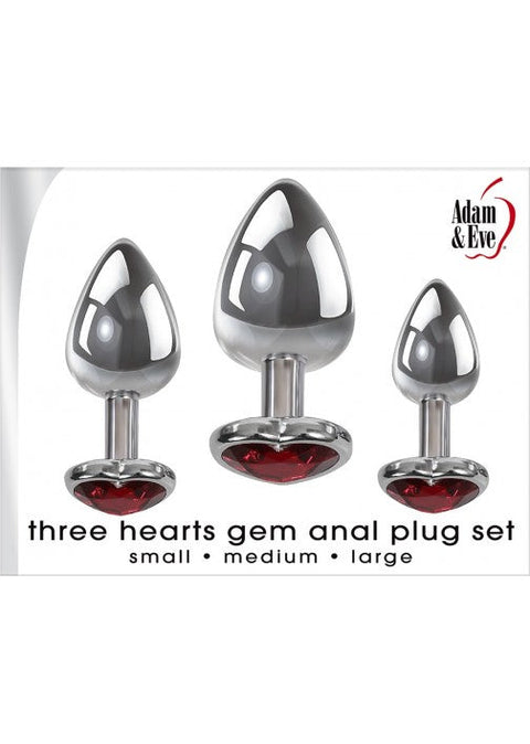 Adam & Eve Three Hearts Gem Anal Plug Set
