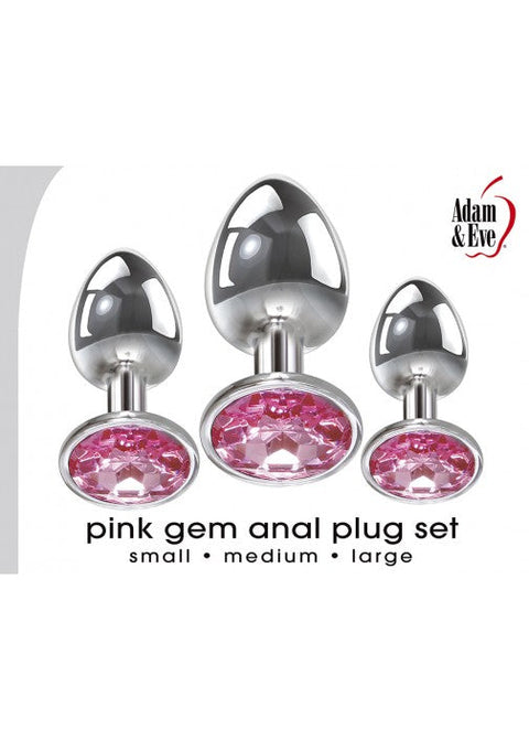 Adam & Eve Pink Gem Anal Plug Set Round Bottom