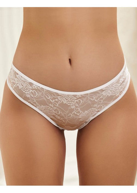 Oh Yeah Open Crotch Floral Lace Panty White P5178
