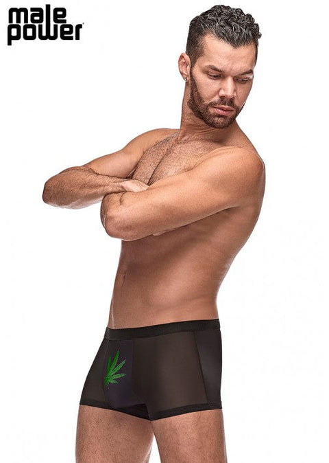 Male Power Private Screening Pouch Short Leaf Black M - 182262