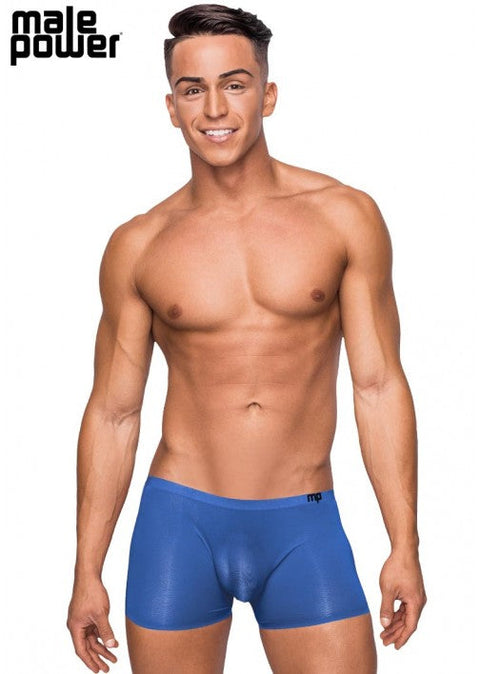 Male Power Seamless Sleek Short with Pouch Blue L - SMS006