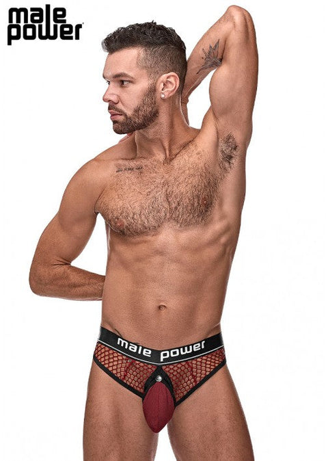 Male Power Cock Pit Cock Ring Thong Burgundy L/XL - 410260