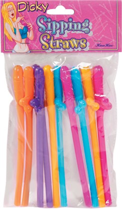 Dicky Sipping Straws 10pk Coloured