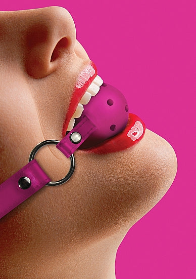 Ouch Ball Gag w Leather Straps Pink