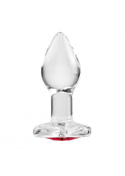 Adam & Eve Red Heart Gem Glass Anal Plug - Small