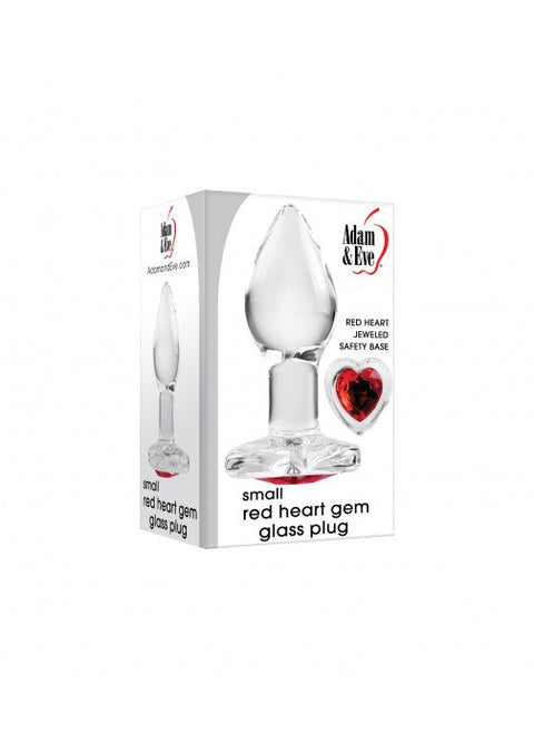 Adam & Eve Red Heart Gem Glass Anal Plug - Small