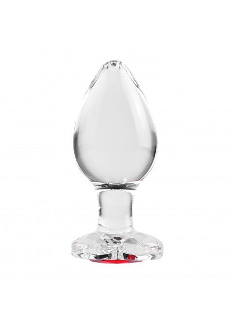 Adam & Eve Red Heart Gem Glass Anal Plug - Large