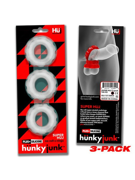 Hunkyjunk Super Huj No Roll C-Rings 3 Pack Ice Clear