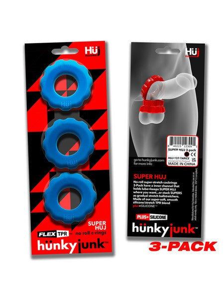 Hunkyjunk Super Huj No Roll C-Rings 3 Pack Ice Teal