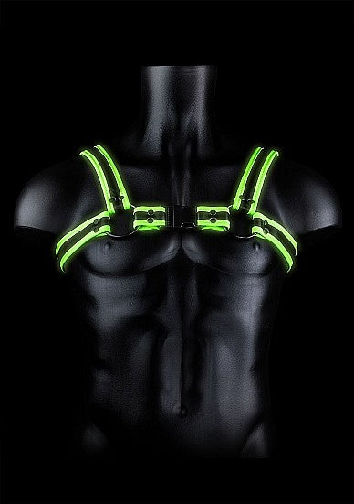 Ouch Glow In The Dark - Bonded Leather Buckle Harness L/XL
