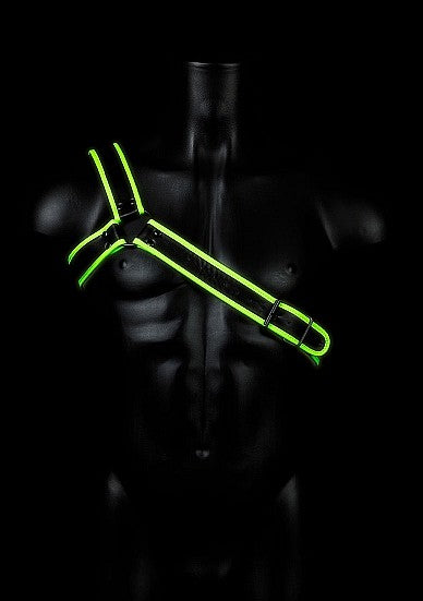 Ouch Glow In The Dark - Bonded Leather Gladiator Harness L/XL