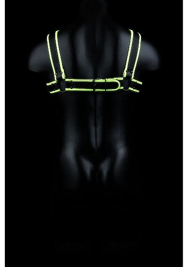 Ouch Glow In The Dark - Bonded Leather Chest Bulldog Harness S/M