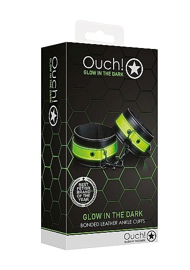 Ouch Glow In The Dark - Bonded Leather Ankle Cuffs