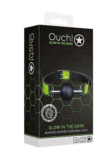 Ouch Glow In The Dark - Bonded Leather Solid Ball Gag