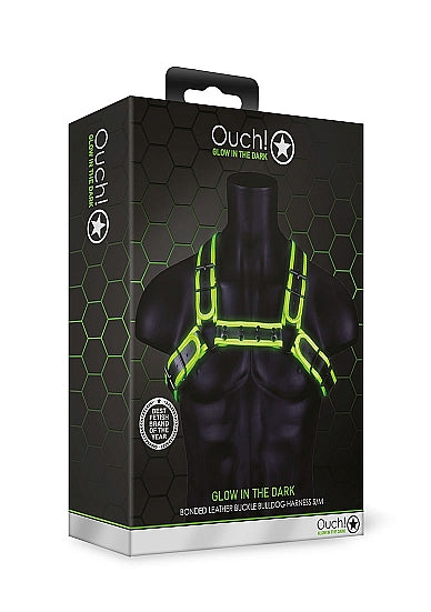 Ouch Glow in Dark B/Bulldog Harness S/M