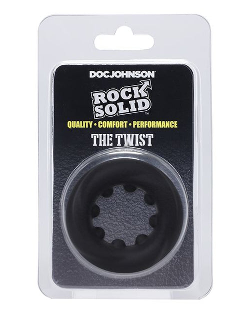 Rock Solid The Twist C-Ring Black by Doc Johnson - Peaches and Cream