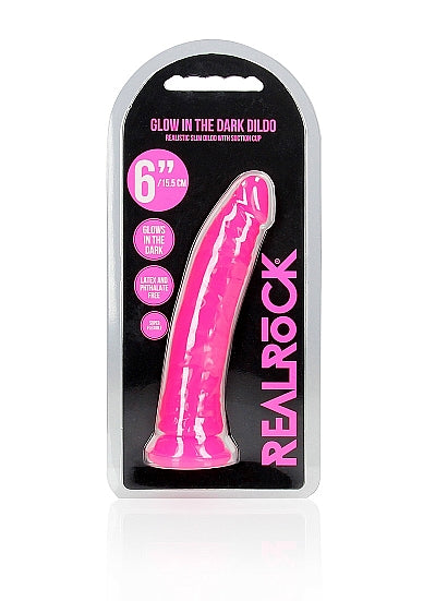 Realrock 6" Glow-N-Dark Dildo Pink