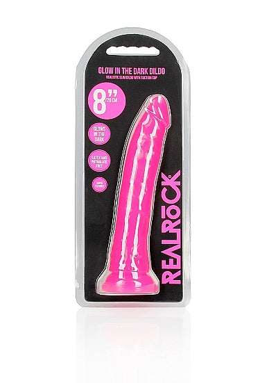 Realrock 8" Glow-N-Dark Dildo Pink