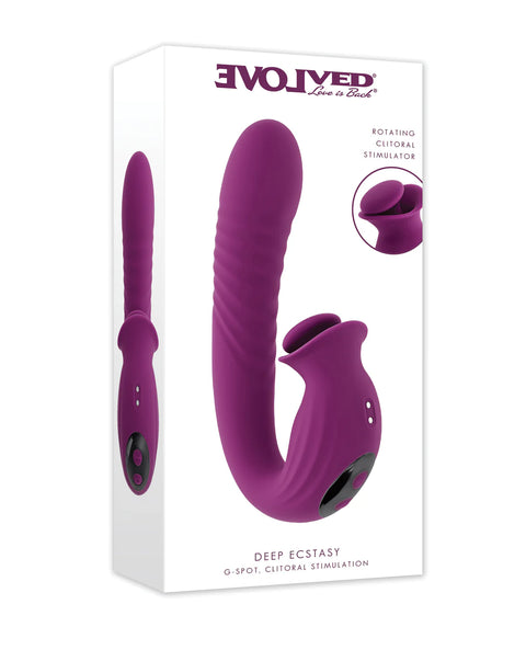 Purple sexual product in packaging with 'EvoLved' branding on a white background