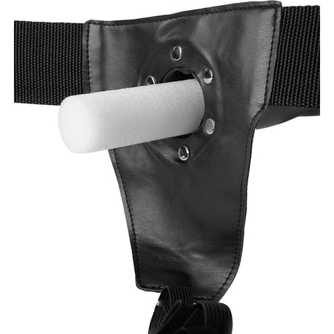 Ouch Ribbed Hollow Strap with Balls 8" Blue