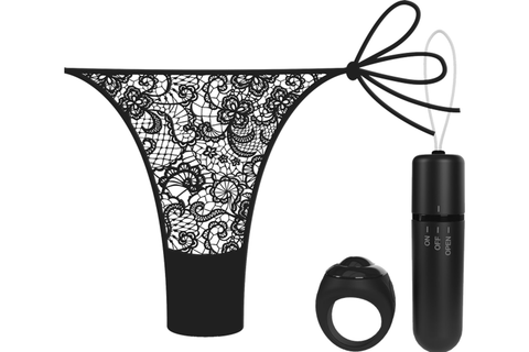 Screaming O Vibrating Panty Set Black
