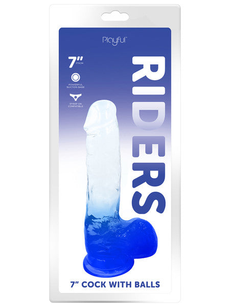 Playful Riders 7" Cock with Balls Blue