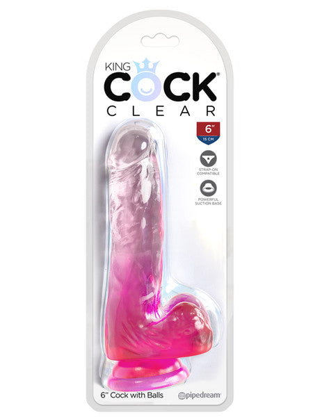 King Cock Clear Pink 6" with Balls