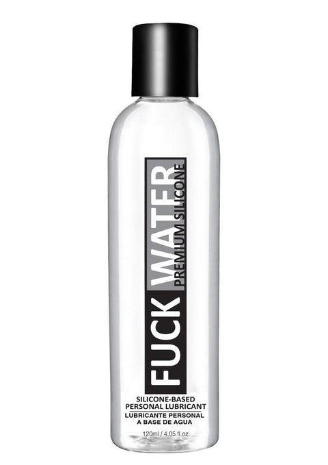 Silicone-based personal lubricant bottle on a white background