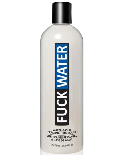 Bottle of Fuck Water personal lubricant on a white background