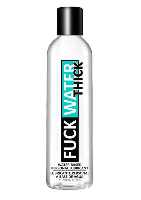 Bottle of water-based personal lubricant on a white background