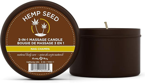 Earthly Body 3-in-1 Hemp Seed Nag Champa Massage Candle 6oz