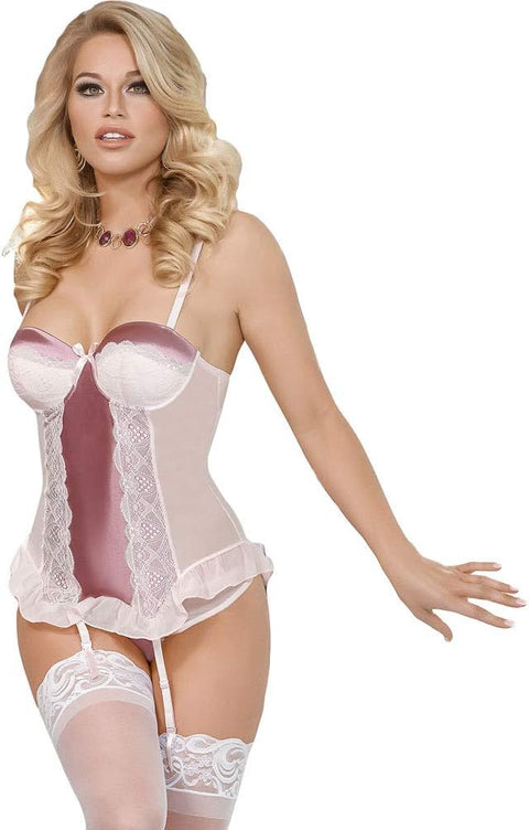 Exposed Corset Thong Set Rose B431 S/M