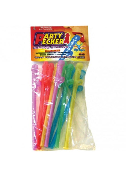 Party Pecker Sipping Straws Coloured 10pk