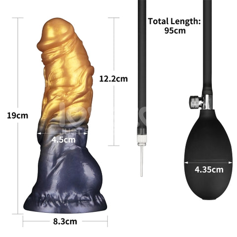 Lovetoy AEROSX Pump up the Pleasure Dual Density Silicone Inflatable Dildo Gold 7.5"