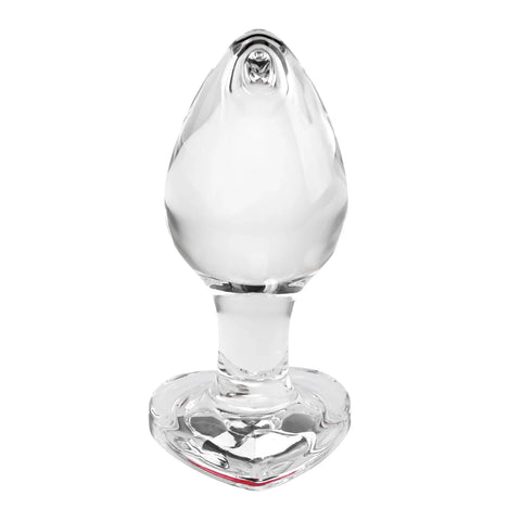 Adam & Eve Red Heart Gem Glass Anal Plug Medium