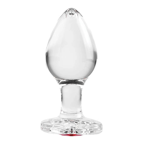Adam & Eve Red Heart Gem Glass Anal Plug Medium