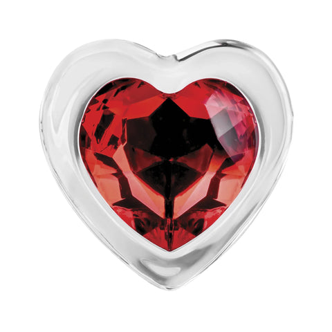Adam & Eve Red Heart Gem Glass Anal Plug Medium