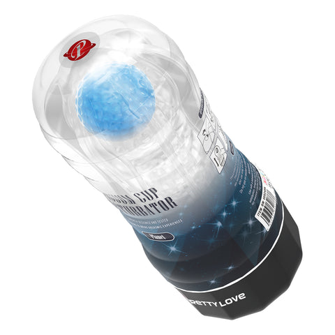 Product packaging with a blue ball inside on a white background