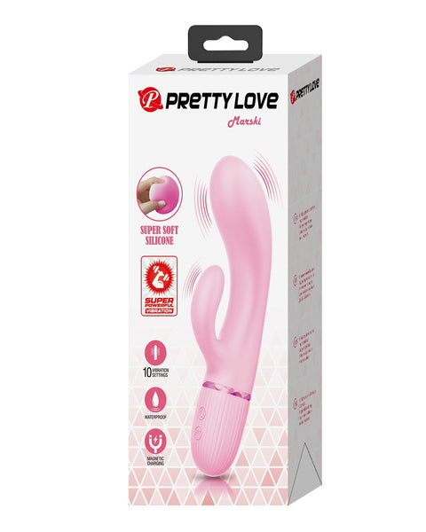 Pink toy with 'Pretty Love' branding on a white background