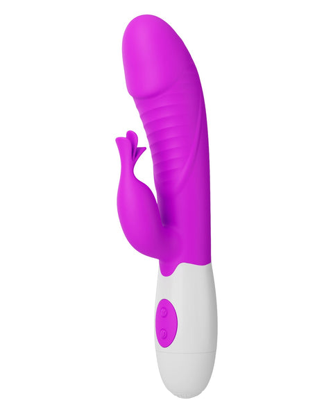 Purple and white device on a white background